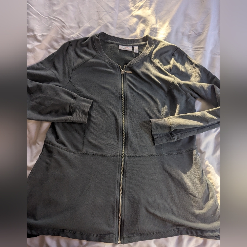 Denim &‎ Company Women's Medium Gray Long Sleeve Full Zip Hoodie Sweatshirt